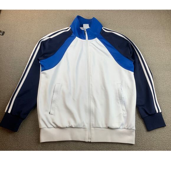 Sports Essentials Men's S White Blue‎ Navy Full Zip Up Athletic Track Jacket - Picture 1 of 9